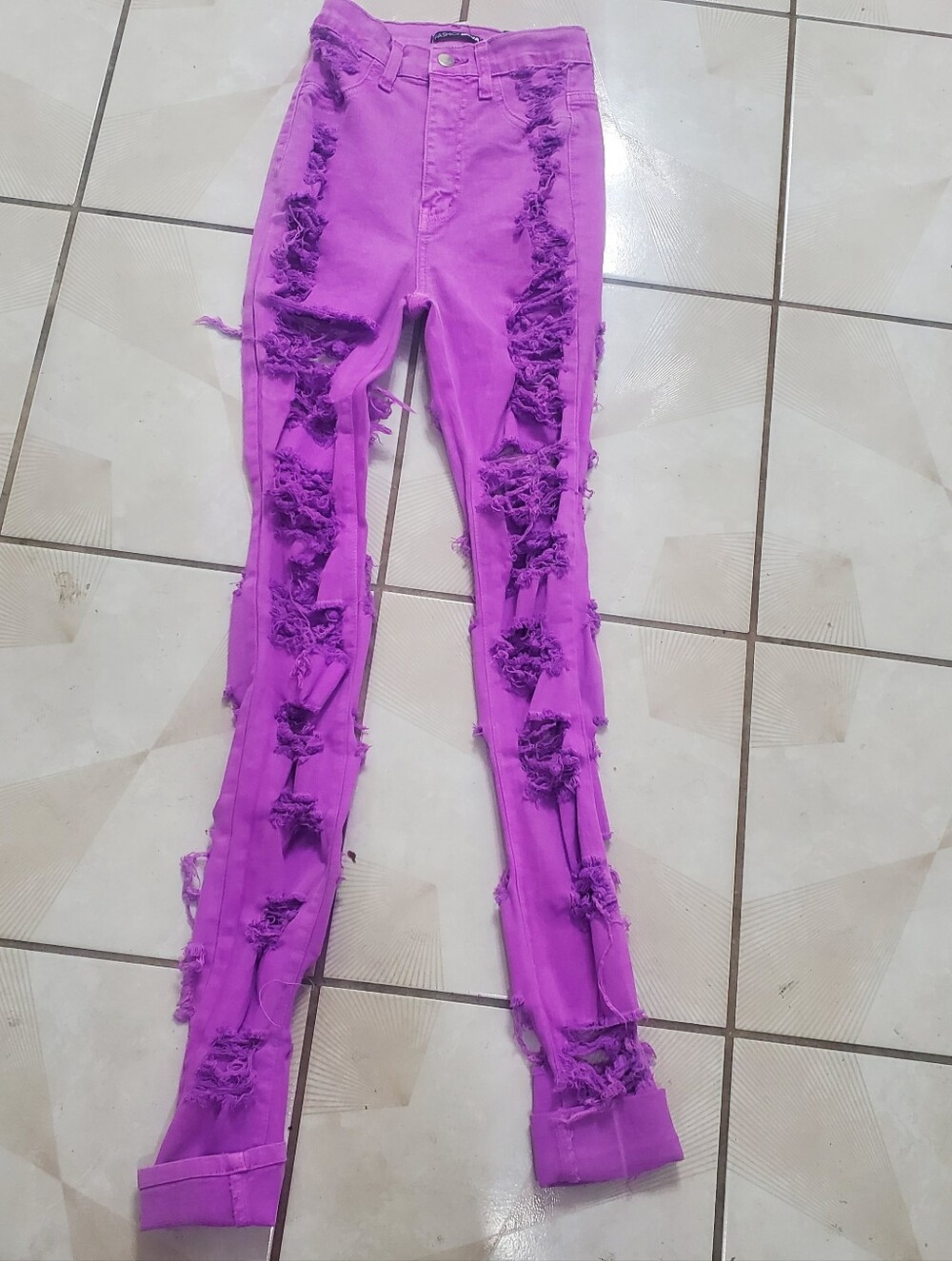 Nwt Destroyed Bright Purple Skinny Jeans